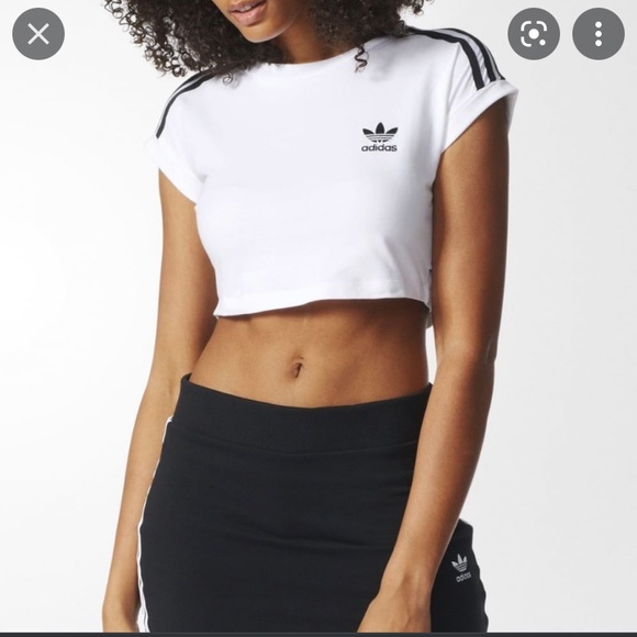 Adidas 3 Stripe Crop Top - Picture 6 of 7